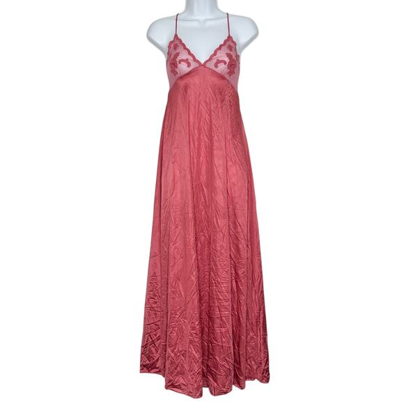 Vintage Robe Nightgown Slip Dress Coquette Romantic Balletcore Lace Pink Size PM - Picture 3 of 16